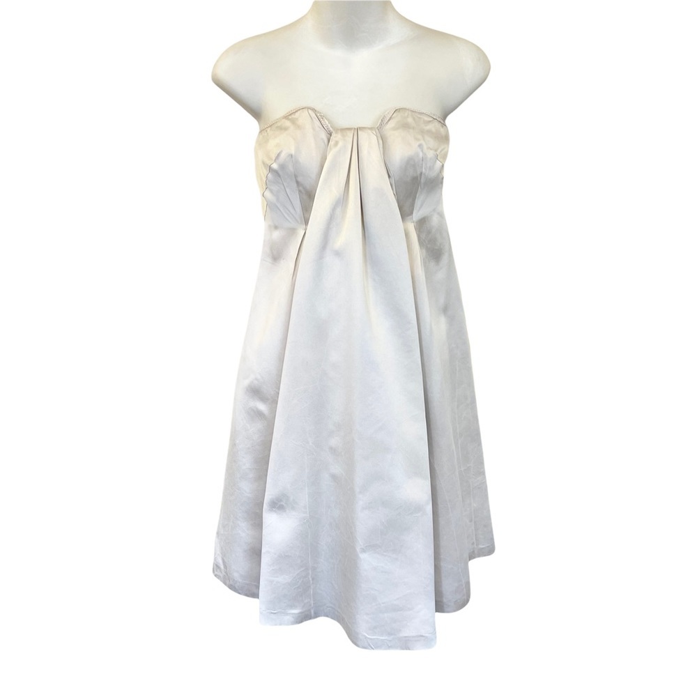 PRADA Silk Strapless Pleated Waterfall Design Mini Dress - 2 - Picture 1 of 10